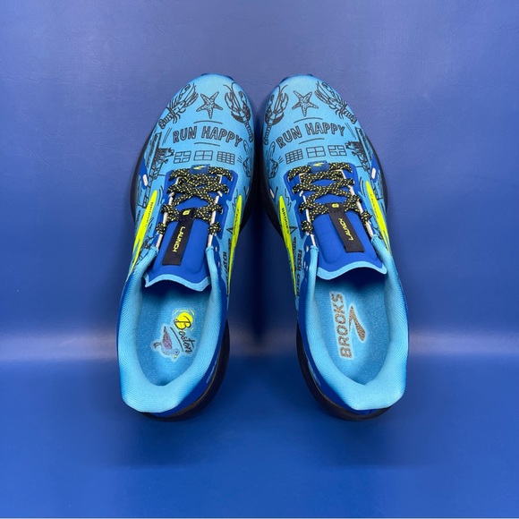 NEW Brooks Launch 9 “Boston Run Happy” Athletic Shoes Blue Electric Green - Picture 7 of 9